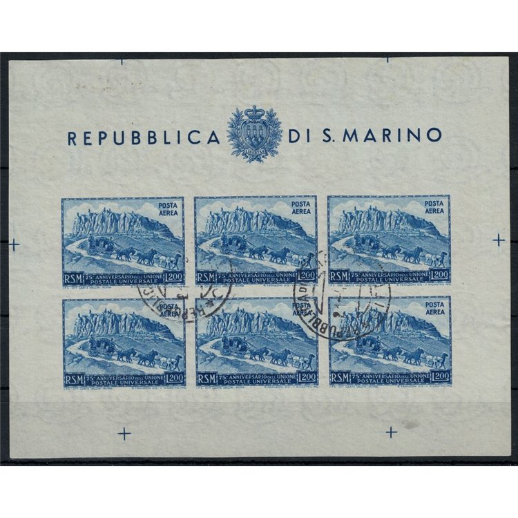 SAN MARINO 1951 Anniversary UPU (airmail) £200 s/s nd us
