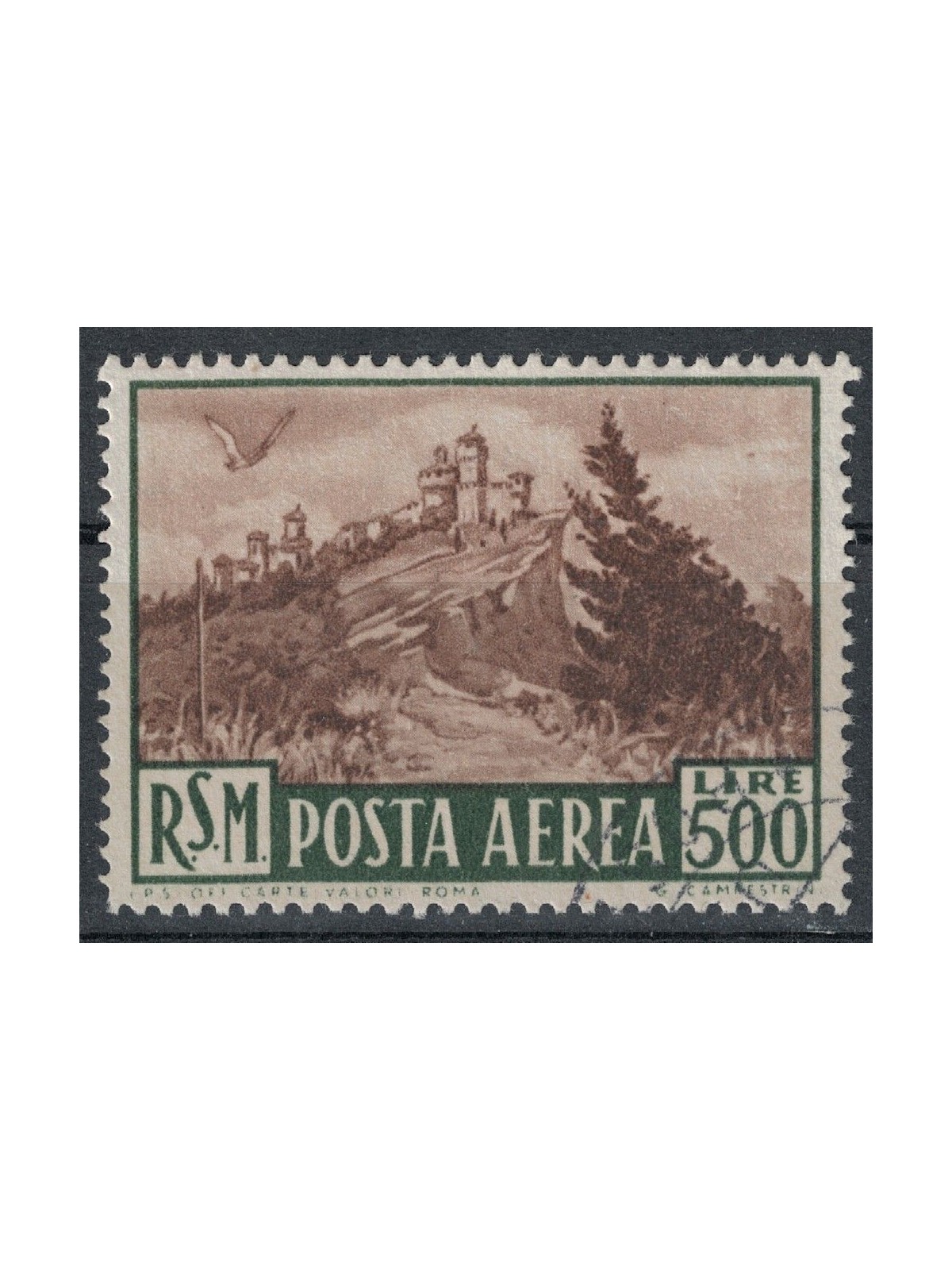 SAN MARINO 1951 Veduta (posta aerea) us ©