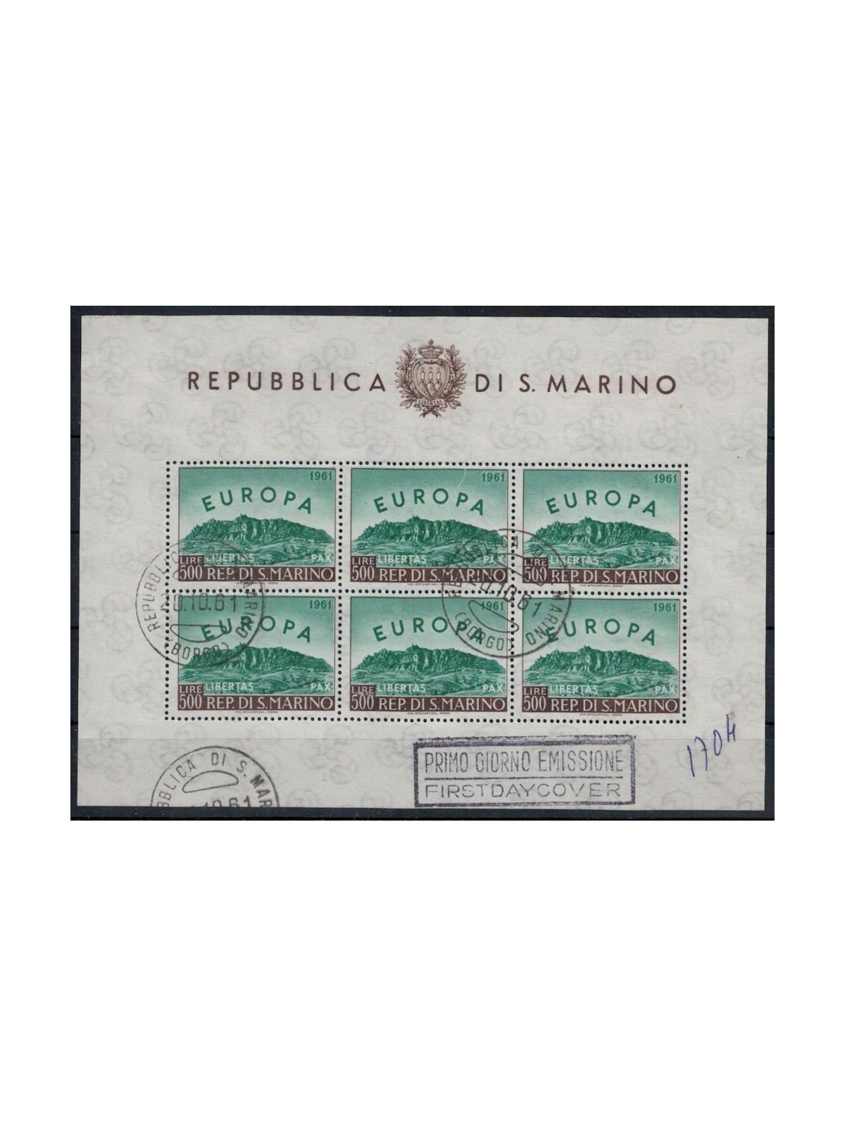 SAN MARINO 1961 Europe s/s us