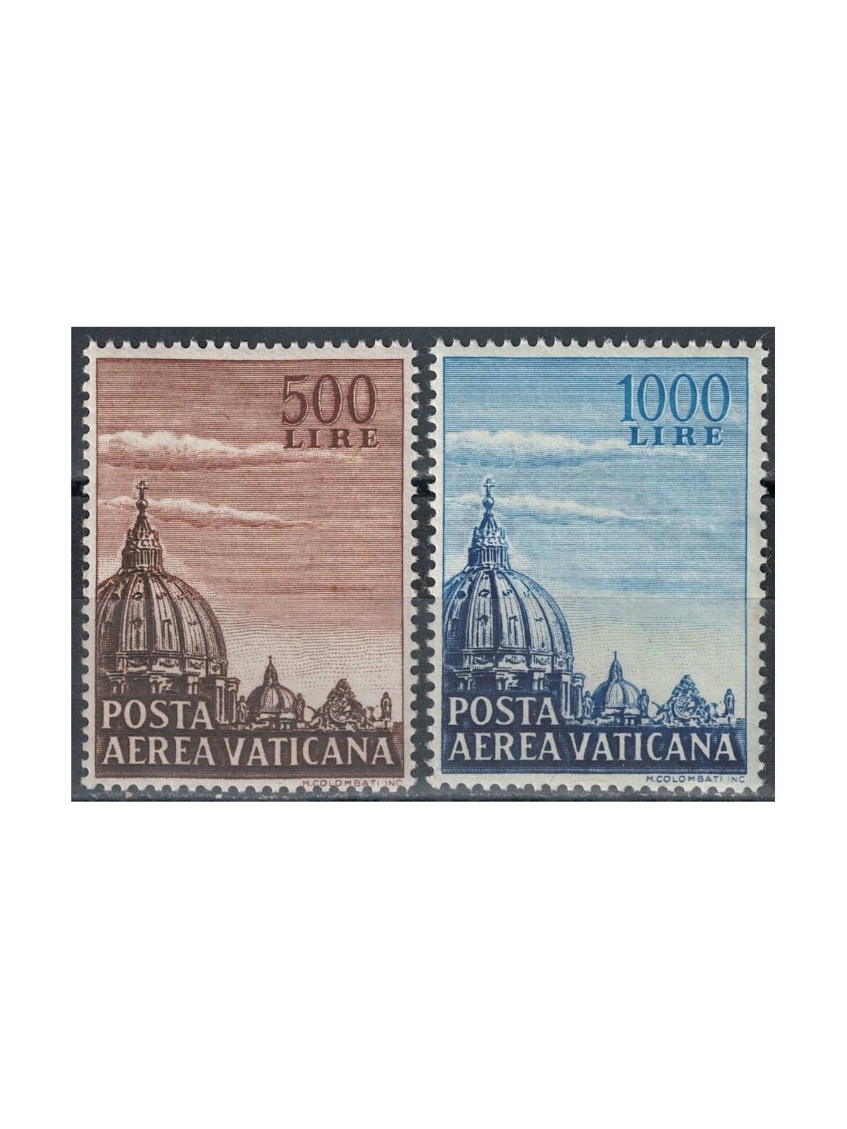VATICANO 1953 Cupola di San Pietro (posta aerea) 2v MH*
