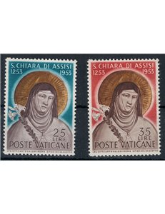 VATICANO 1953 Santa Chiara d'Assisi 2v MH*