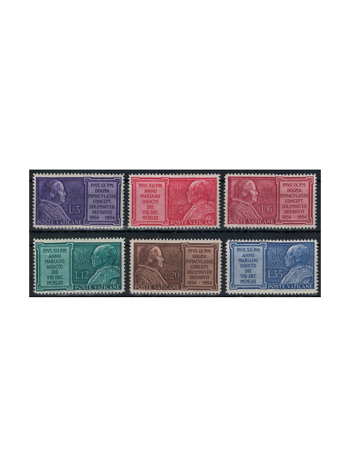 VATICAN 1954 Marian Year 6v MNH**