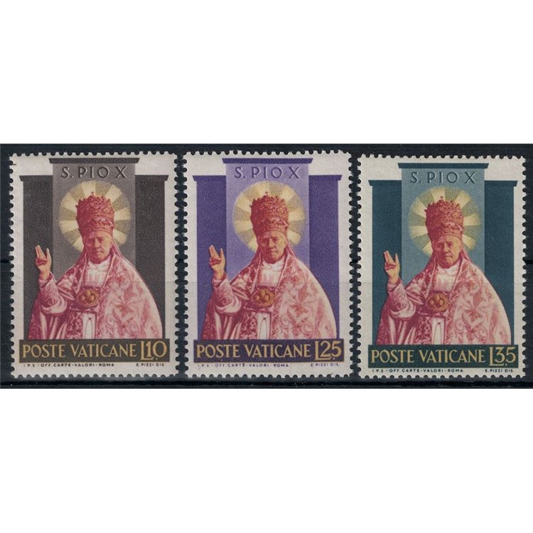 VATICAN 1954 Sanctification of Pius X 3v MH*