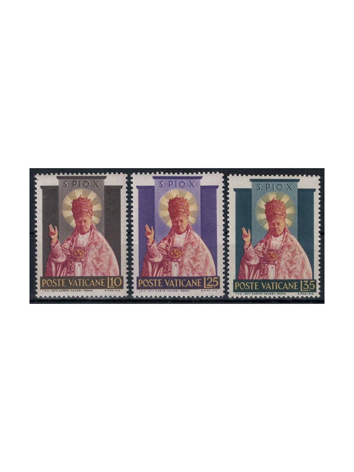 VATICANO 1954 Santificazione di Pio X 3v MH*