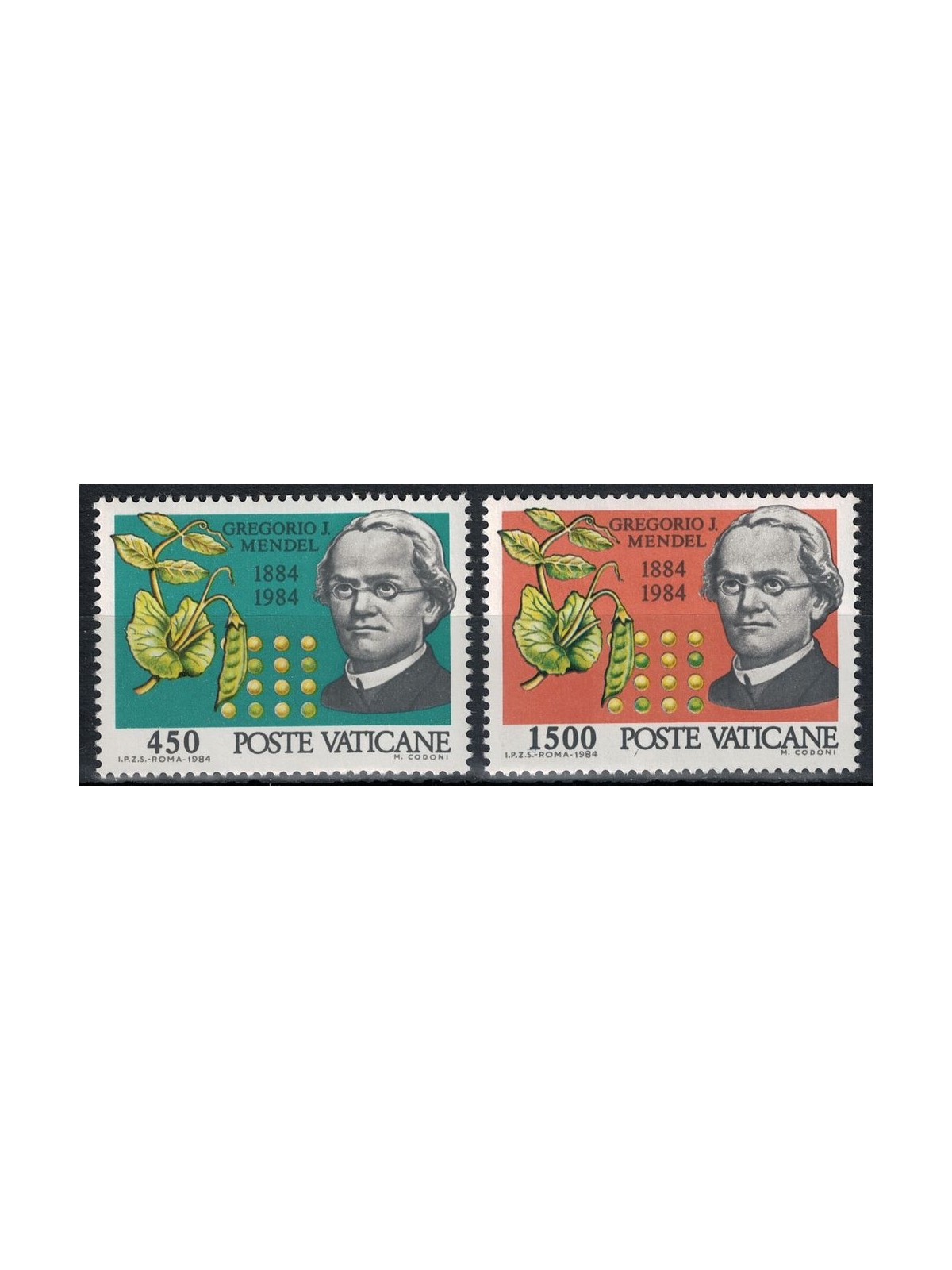 VATICANO 1984 Gregorio J. Mendel 2v MNH**