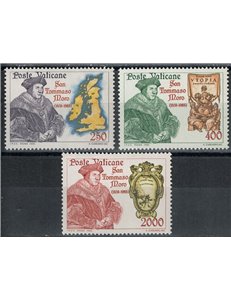VATICAN 1985 Saint Thomas More 3v MNH**
