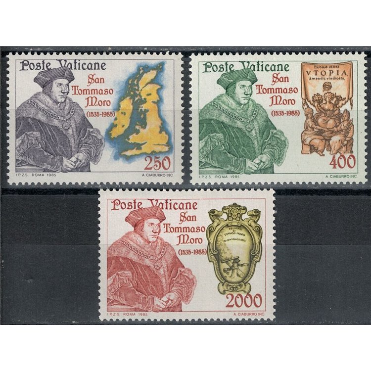 VATICAN 1985 Saint Thomas More 3v MNH**