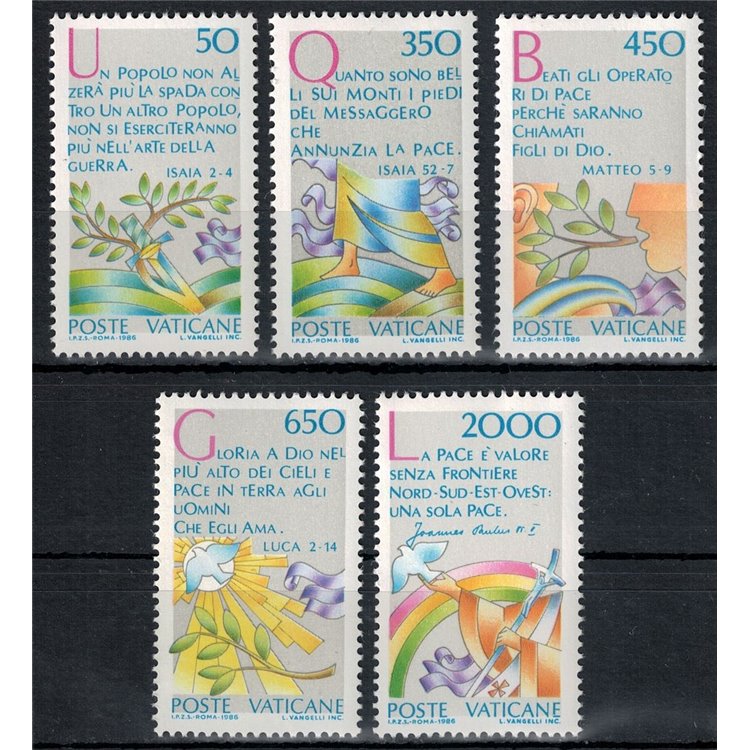 VATICAN 1986 Year of Peace 5v MNH**
