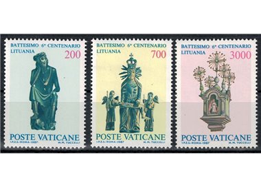 VATICAN 1987 Baptism of Lithuania 3v MNH**