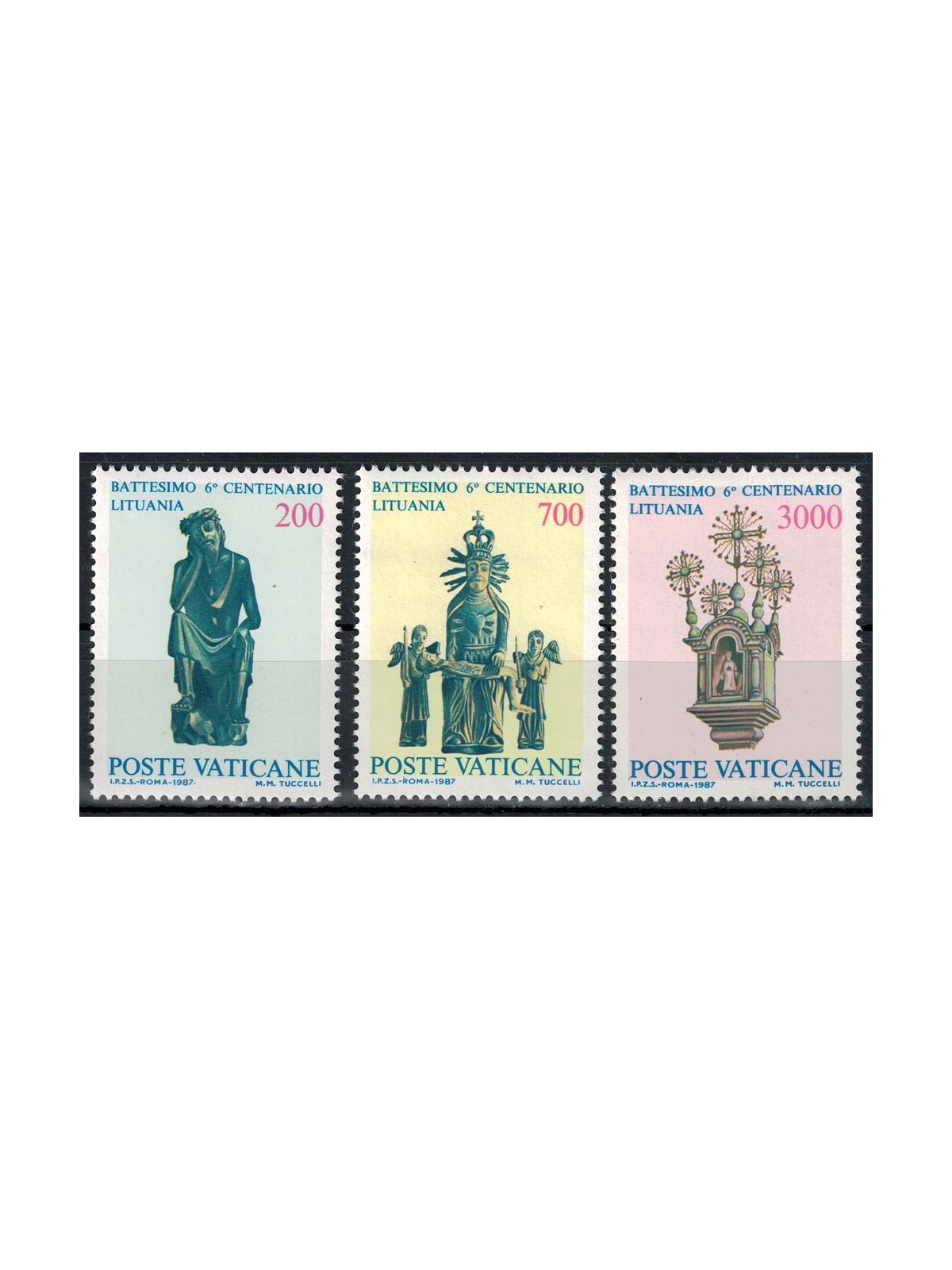 VATICAN 1987 Baptism of Lithuania 3v MNH**