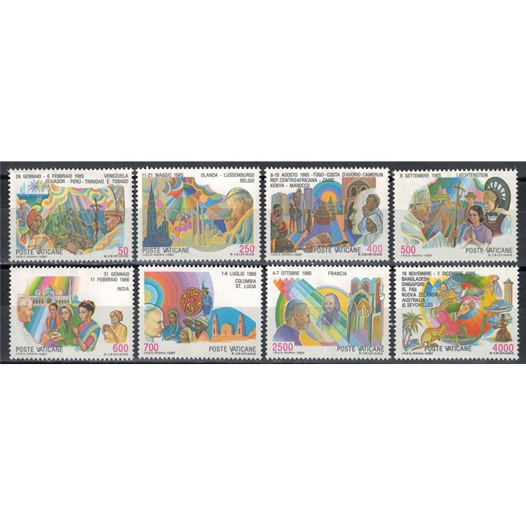 VATICANO 1987 Viaggi di Giovanni Paolo II 8v MNH**