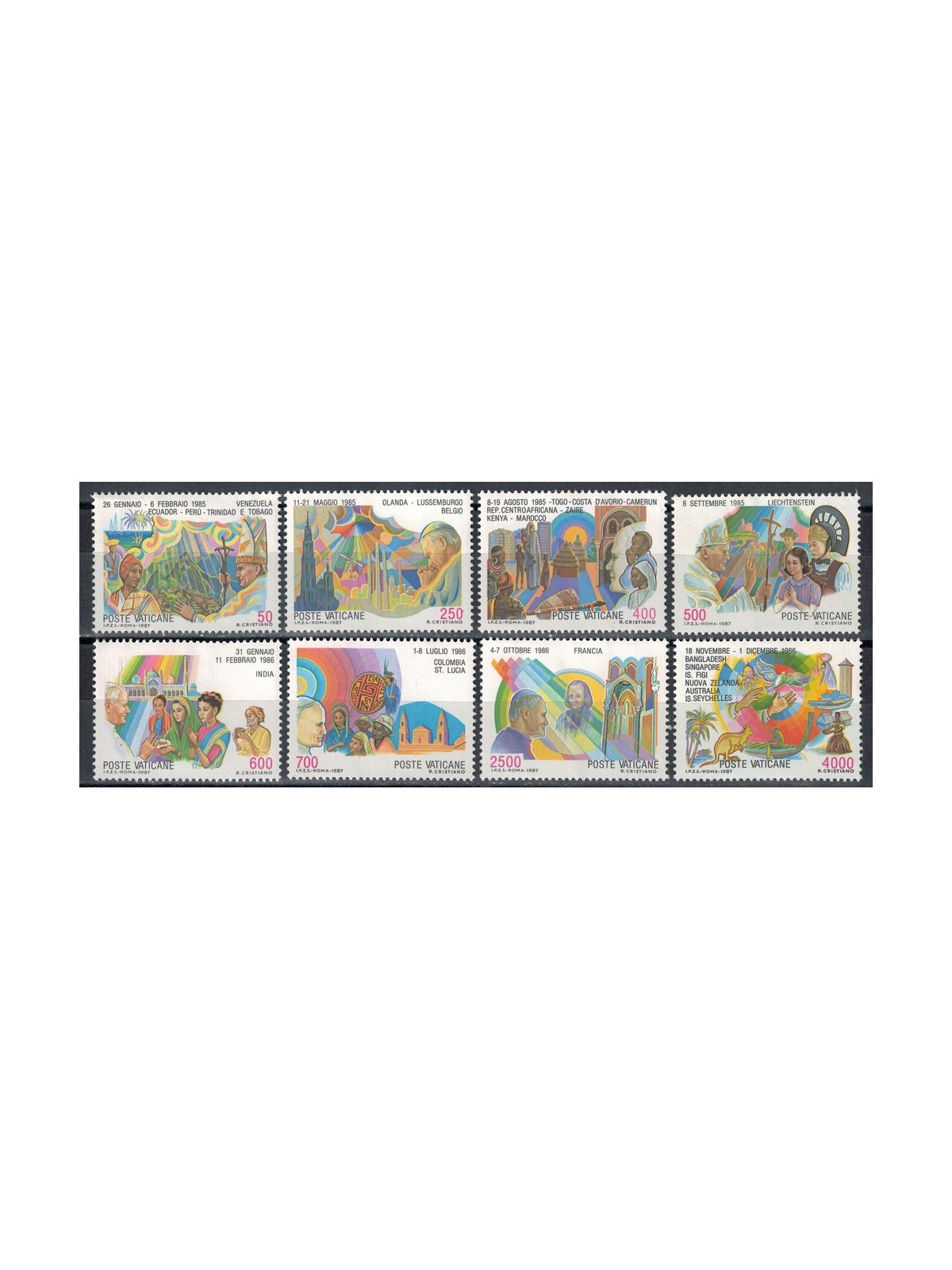 VATICAN 1987 Travels of John Paul II 8v MNH**
