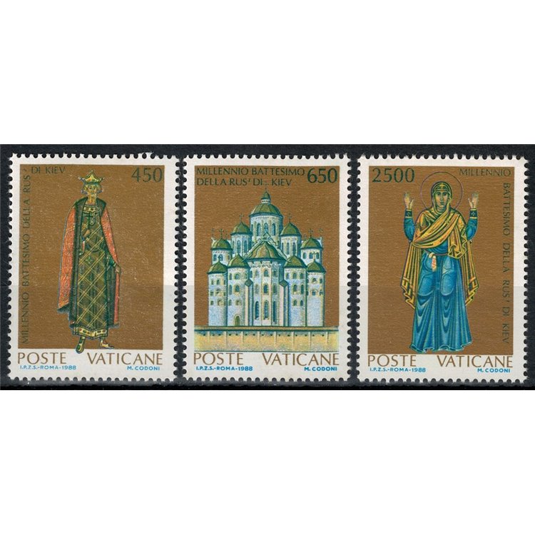 VATICAN 1988 Baptism of Kievan Rus' 3v MNH**