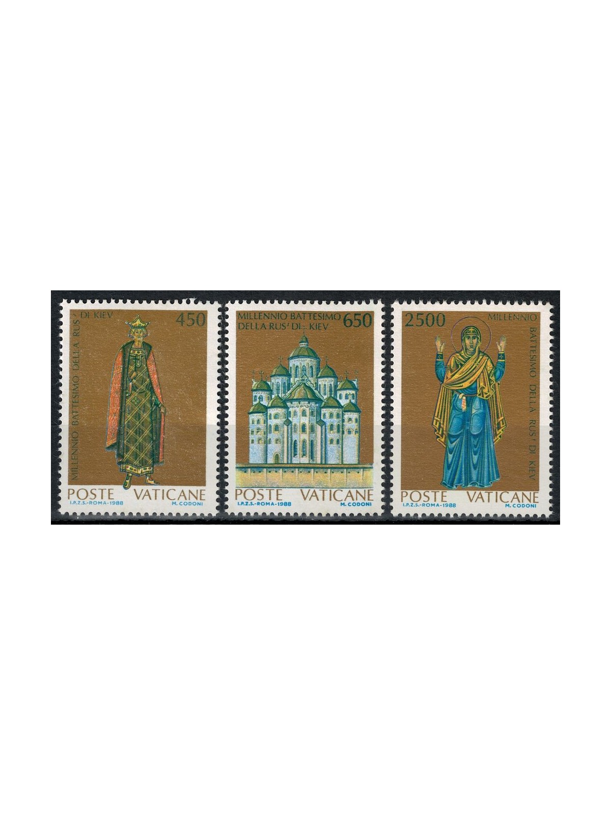 VATICAN 1988 Baptism of Kievan Rus' 3v MNH**