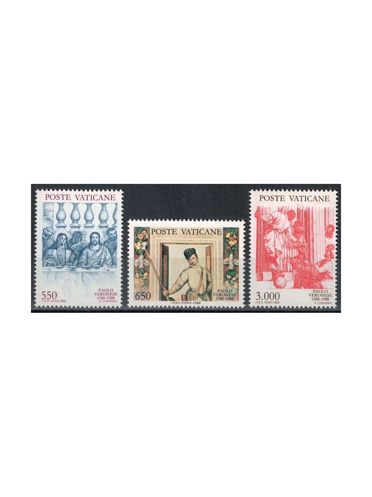 VATICAN 1988 Paolo Caliari, known as Veronese 3v MNH**