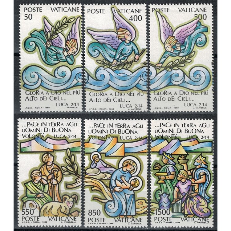 VATICAN 1988 Christmas 6v MNH**