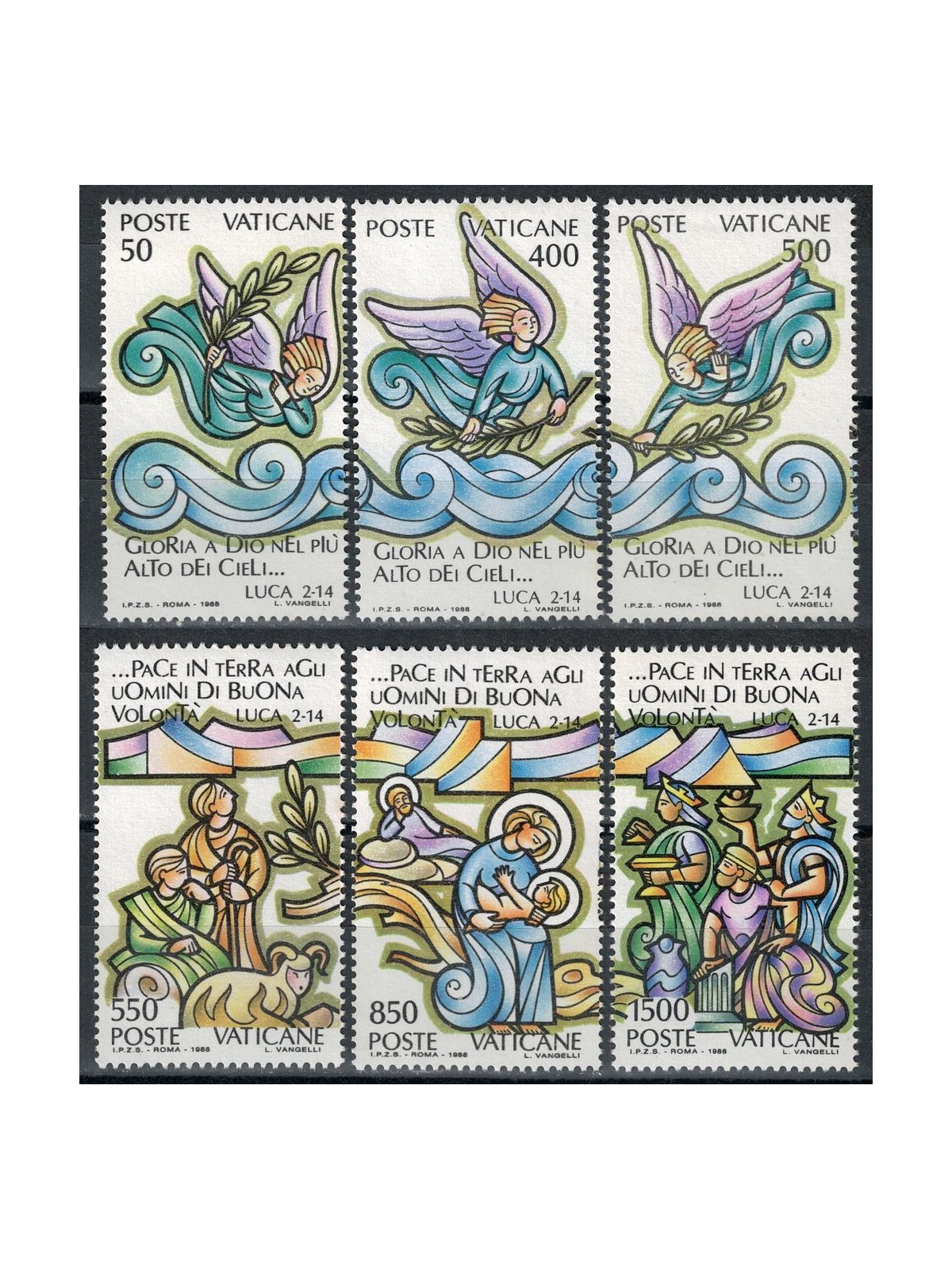 VATICAN 1988 Christmas 6v MNH**