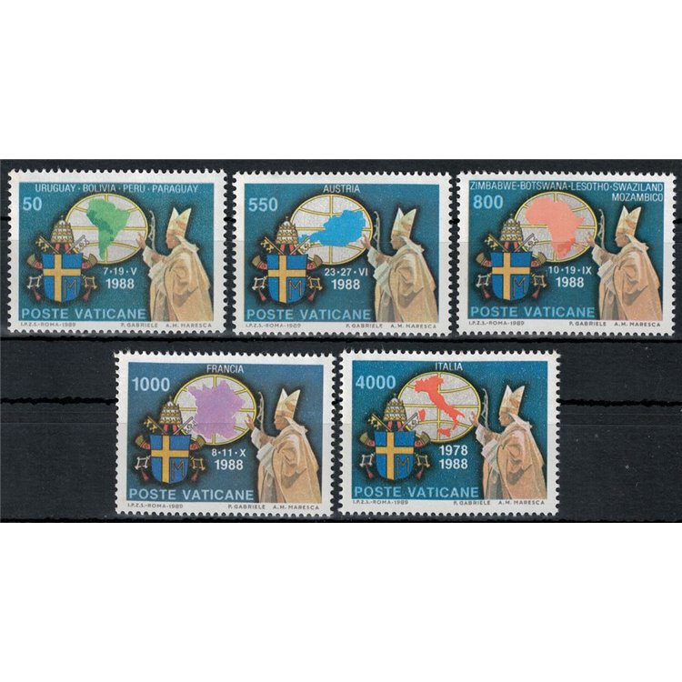 VATICAN 1989 Travels of John Paul II 5v MNH**
