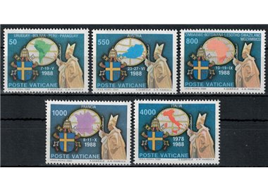 VATICAN 1989 Travels of John Paul II 5v MNH**