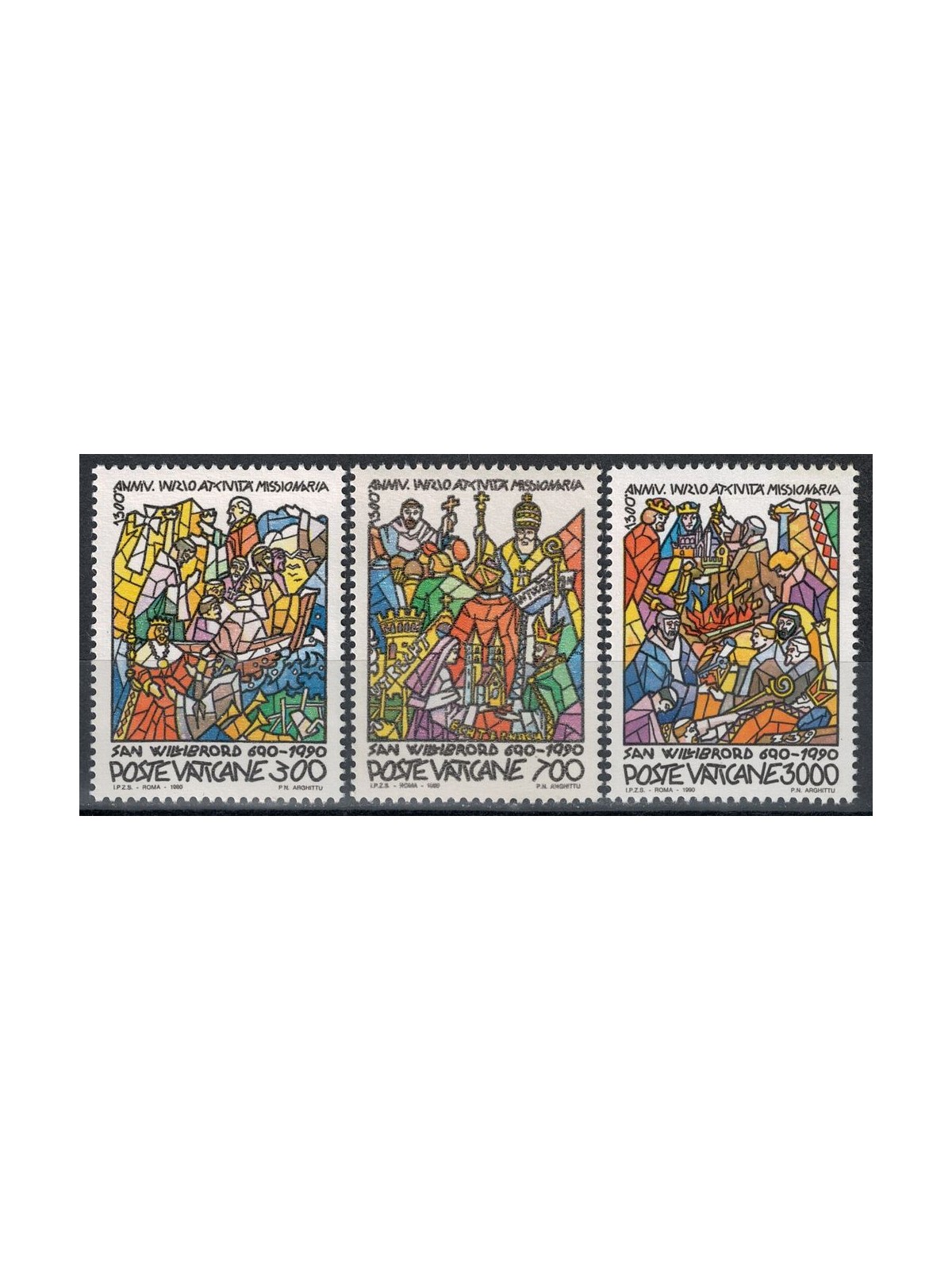 VATICAN 1990 San Willibrord 3v MNH**