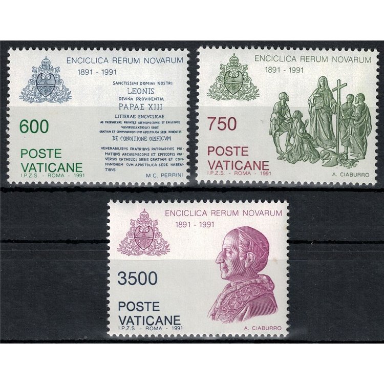 VATICANO 1991 Enciclica Rerum Novarum 3v MNH**