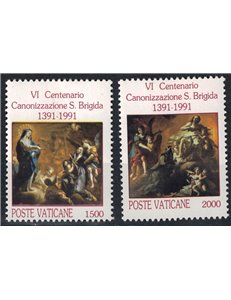 VATICAN 1991 Santa Brigida 2v MNH**