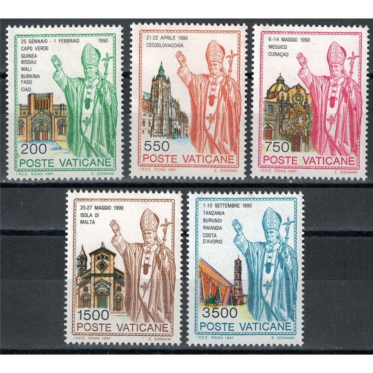VATICAN 1991 Travels of John Paul II 5v MNH**