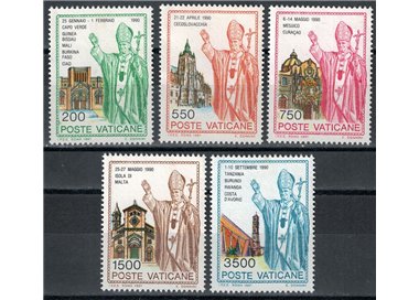 VATICAN 1991 Travels of John Paul II 5v MNH**