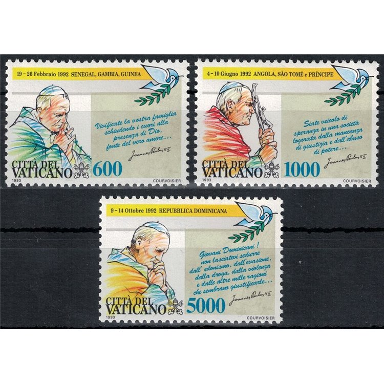 VATICANO 1993 Viaggi di Giovanni Paolo II 3v MNH**