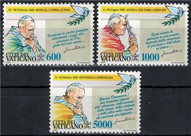 VATICANO 1993 Viaggi di Giovanni Paolo II 3v MNH**