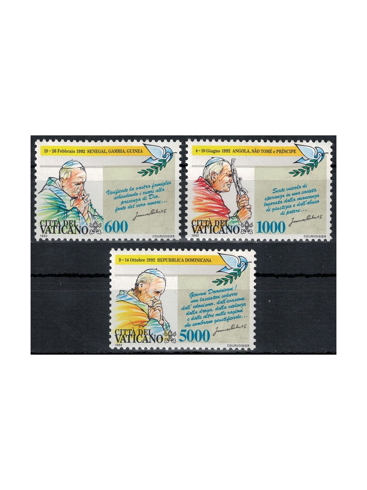 VATICAN 1993 Travels of John Paul II 3v MNH**