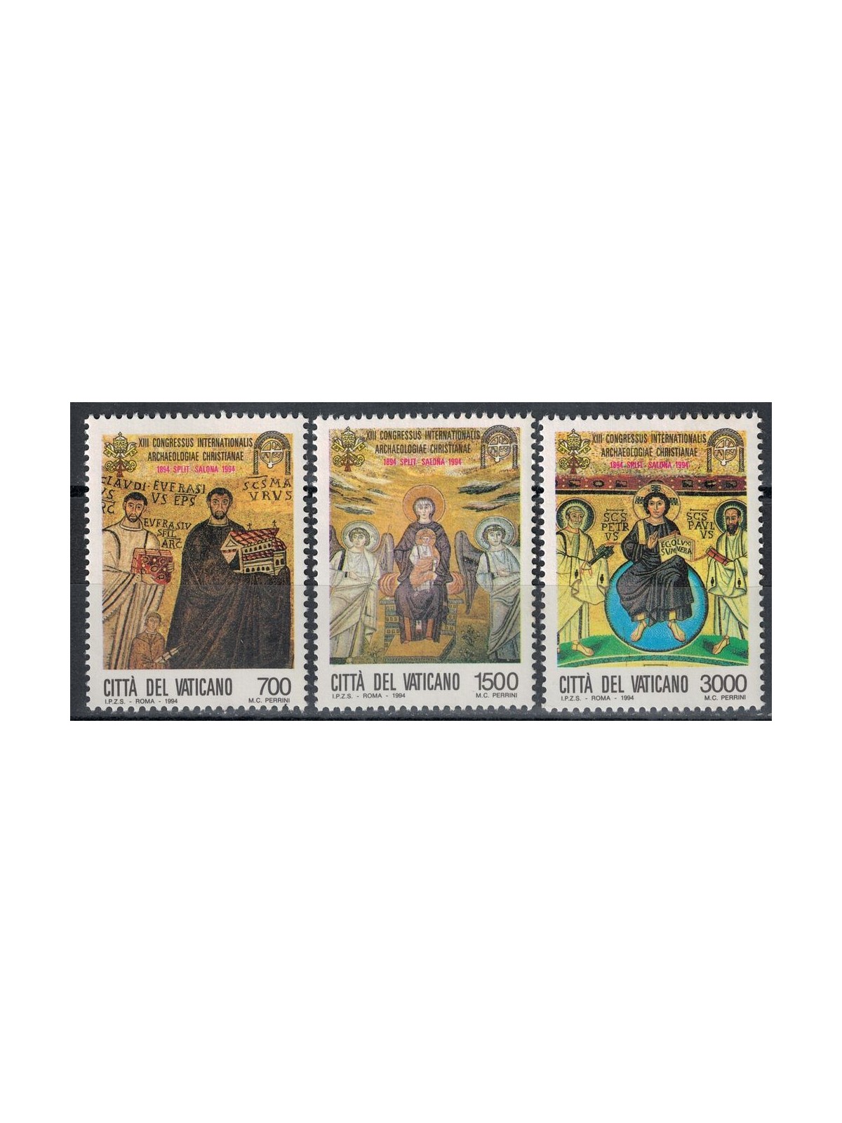 VATICANO 1994 Congresso Internazionale di Archeologia Cristiana 3v MNH**