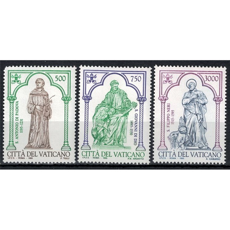 VATICAN 1995 S. Antonio, S. Giovanni and S. Filippo Neri 3v MNH**