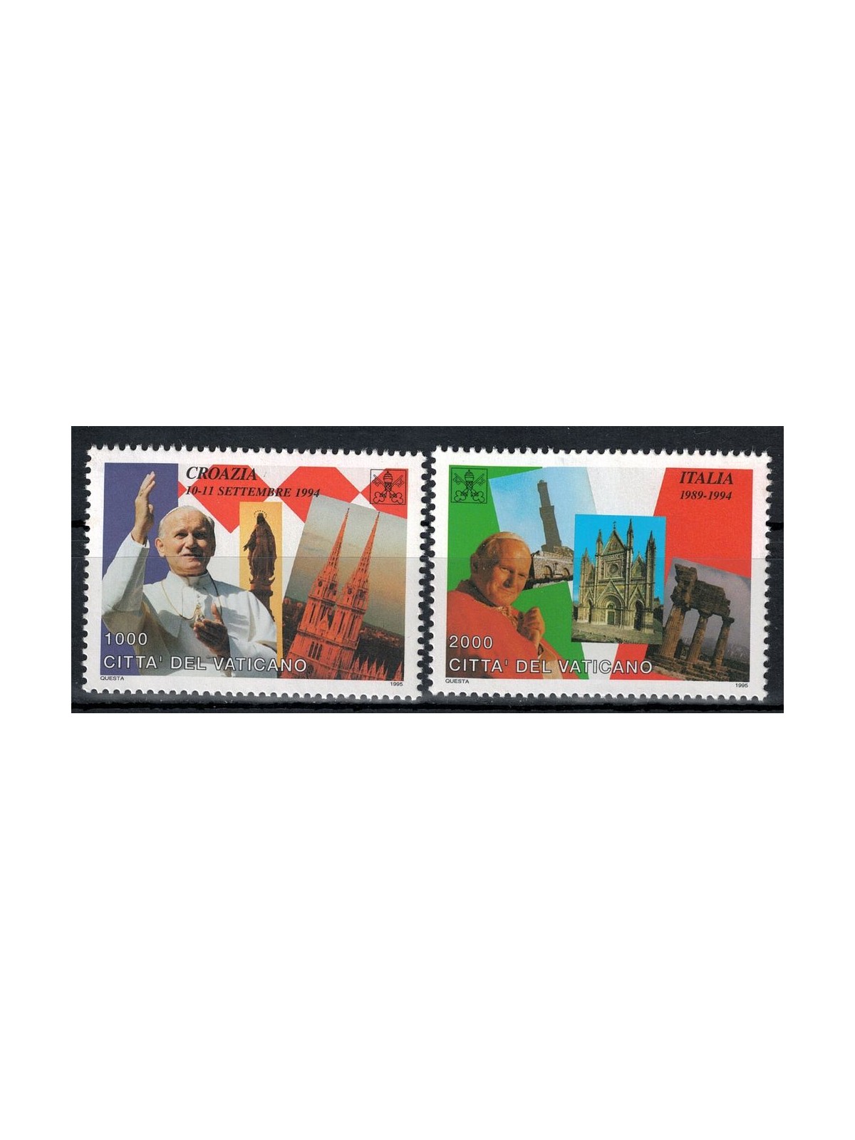 VATICANO 1995 Viaggi di Giovanni Paolo II 2v MNH**