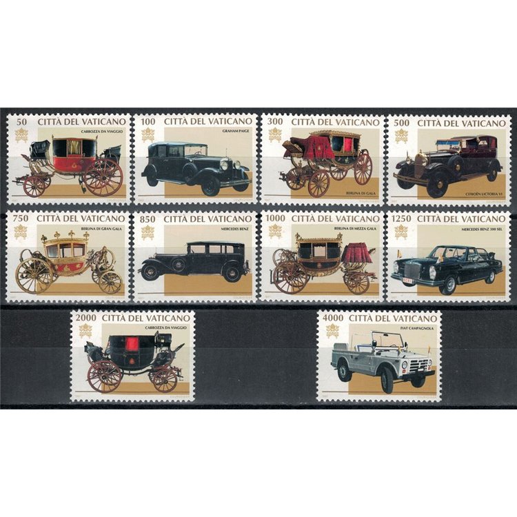 VATICANO 1997 Carrozze ed auto pontificie 10v MNH**