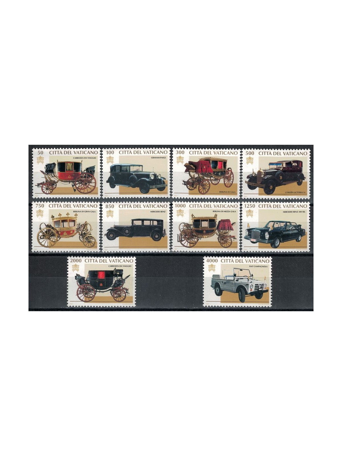 VATICANO 1997 Carrozze ed auto pontificie 10v MNH**