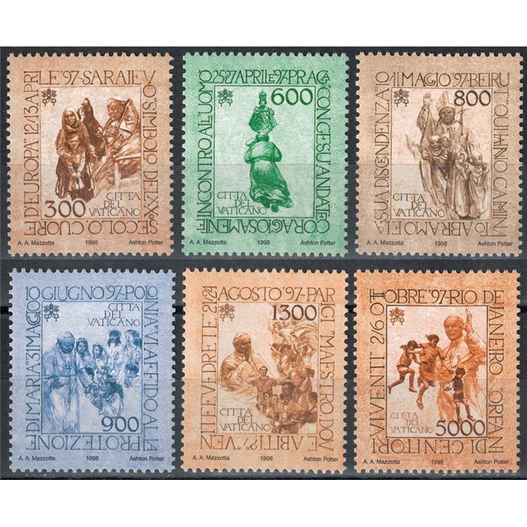 VATICAN 1998 Travels of John Paul II 6v MNH**