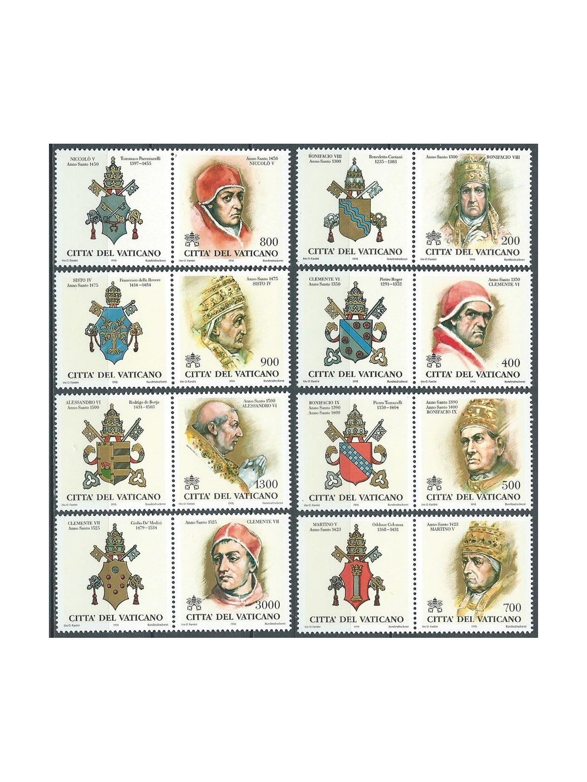 VATICANO 1999 I Papi e gli Anni Santi 8v MNH**