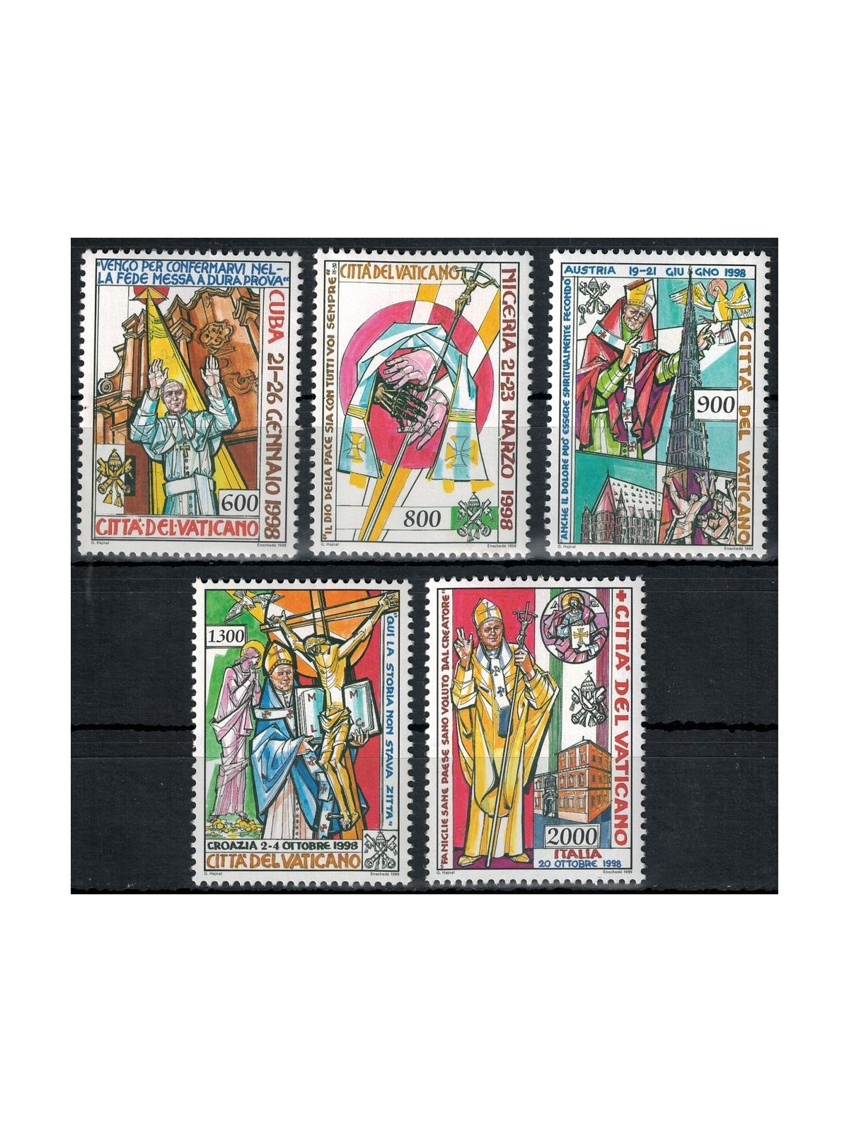 VATICAN 1999 Travels of John Paul II 5v MNH**