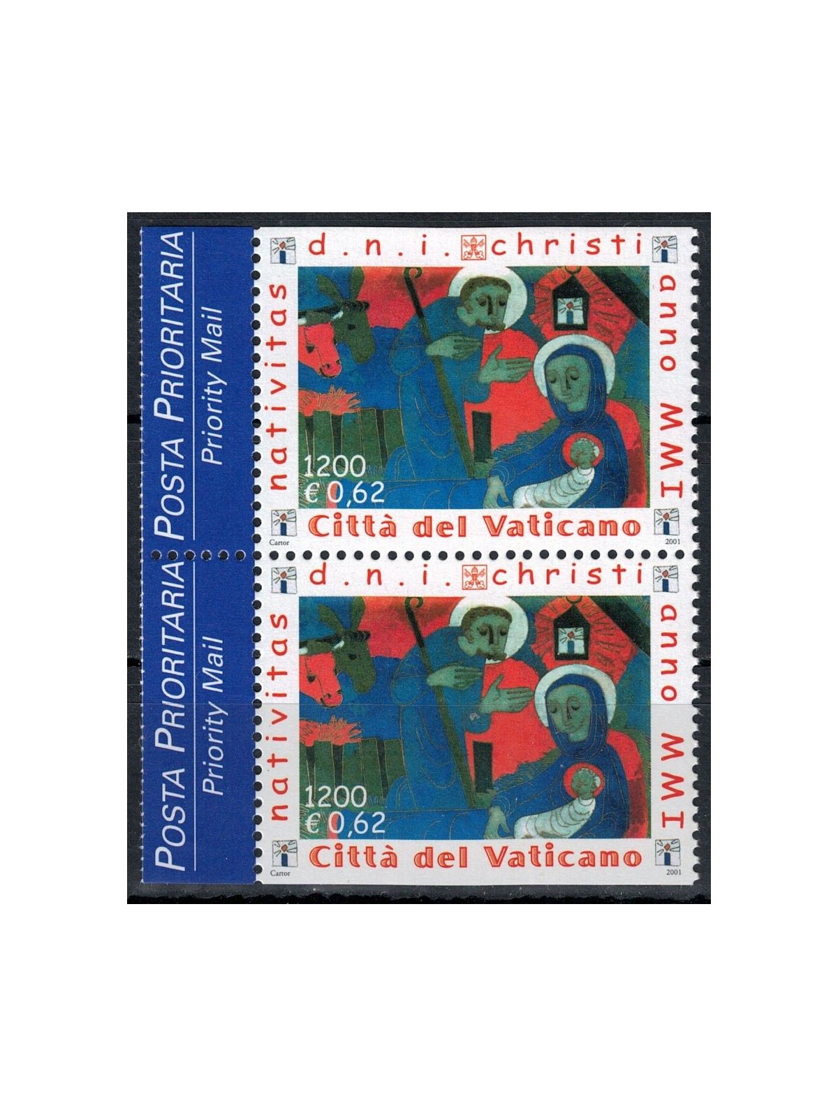 VATICANO 2001 Natale (da libretto) 2v MNH**