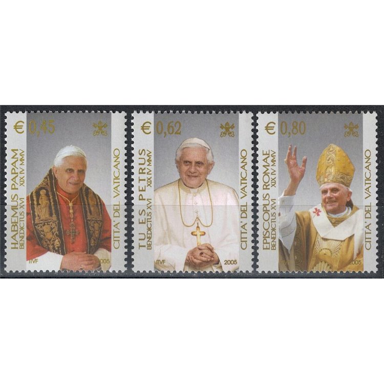 VATICAN 2005 Beginning of the Pontificate of Benedict XVI 3v MNH**