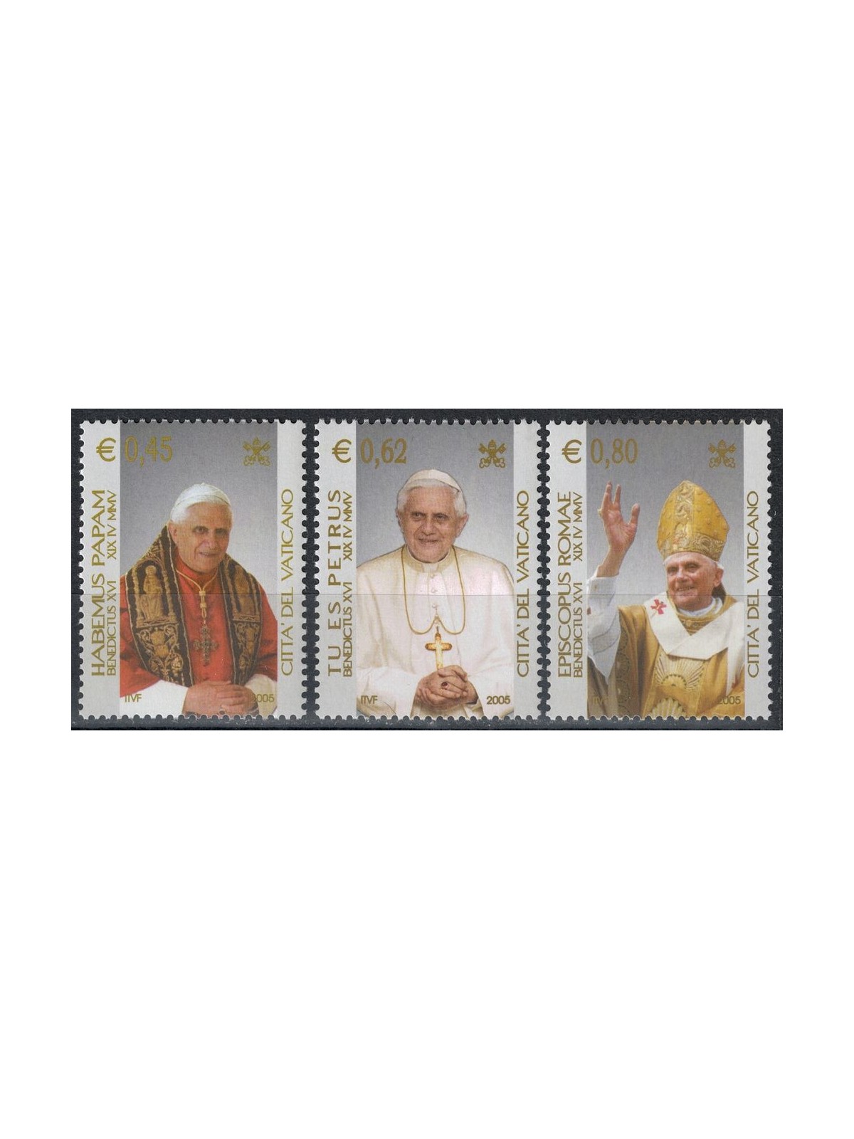 VATICAN 2005 Beginning of the Pontificate of Benedict XVI 3v MNH**