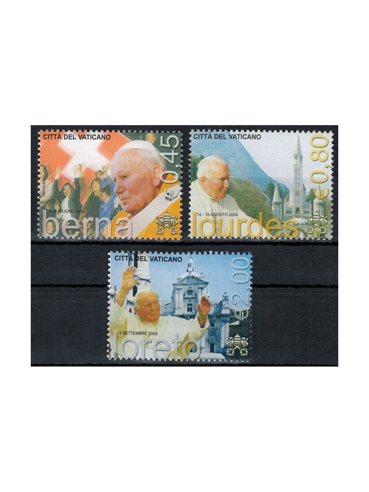 VATICANO 2005 Viaggi di Giovanni Paolo II 3v MNH**