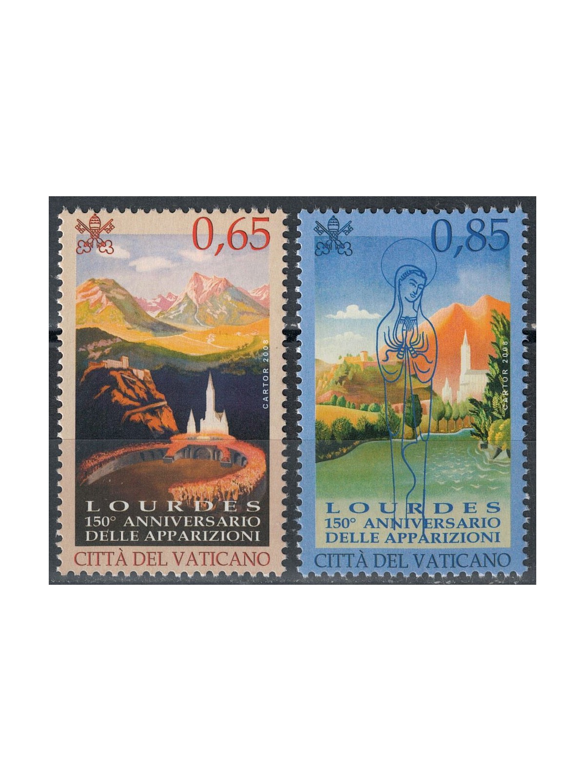 VATICAN 2008 Our Lady of Lourdes 2v MNH**