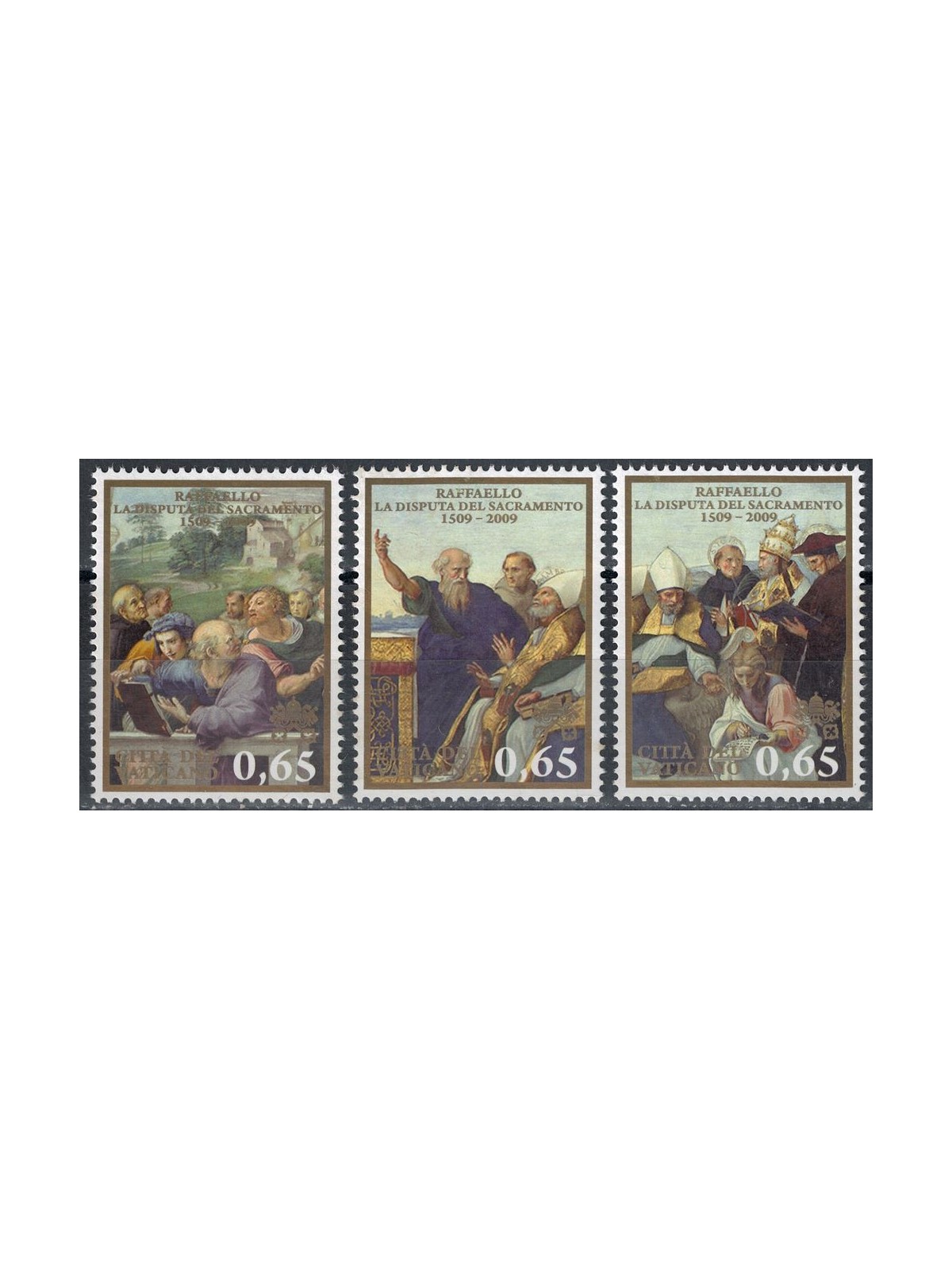 VATICANO 2009 Disputa del Sacramento 3v MNH**