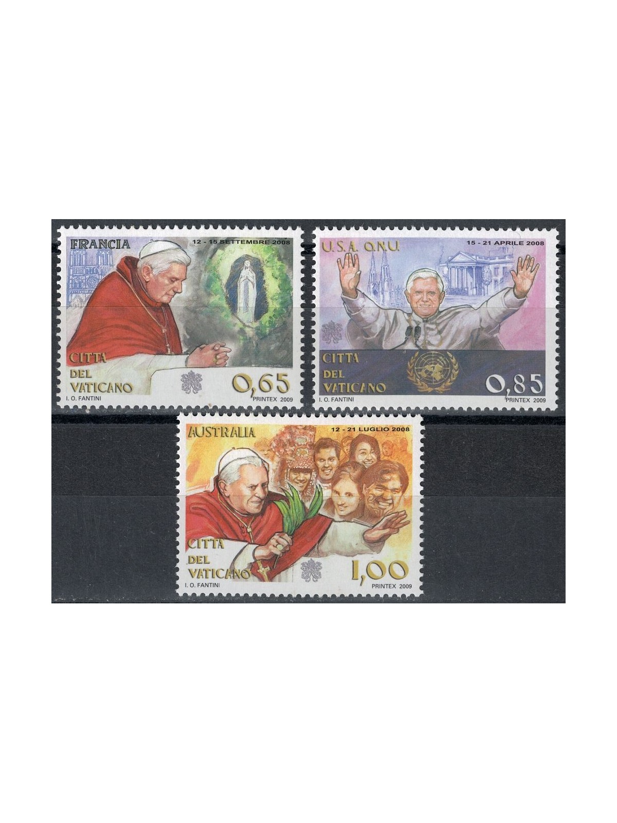 VATICAN 2009 Pope's Travels 3v MNH**