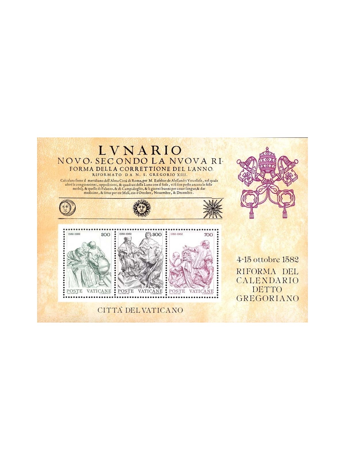 VATICANO 1982 Calendario Gregoriano BF MNH**