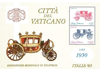 VATICANO 1985 Esposizione filatelica BF MNH**