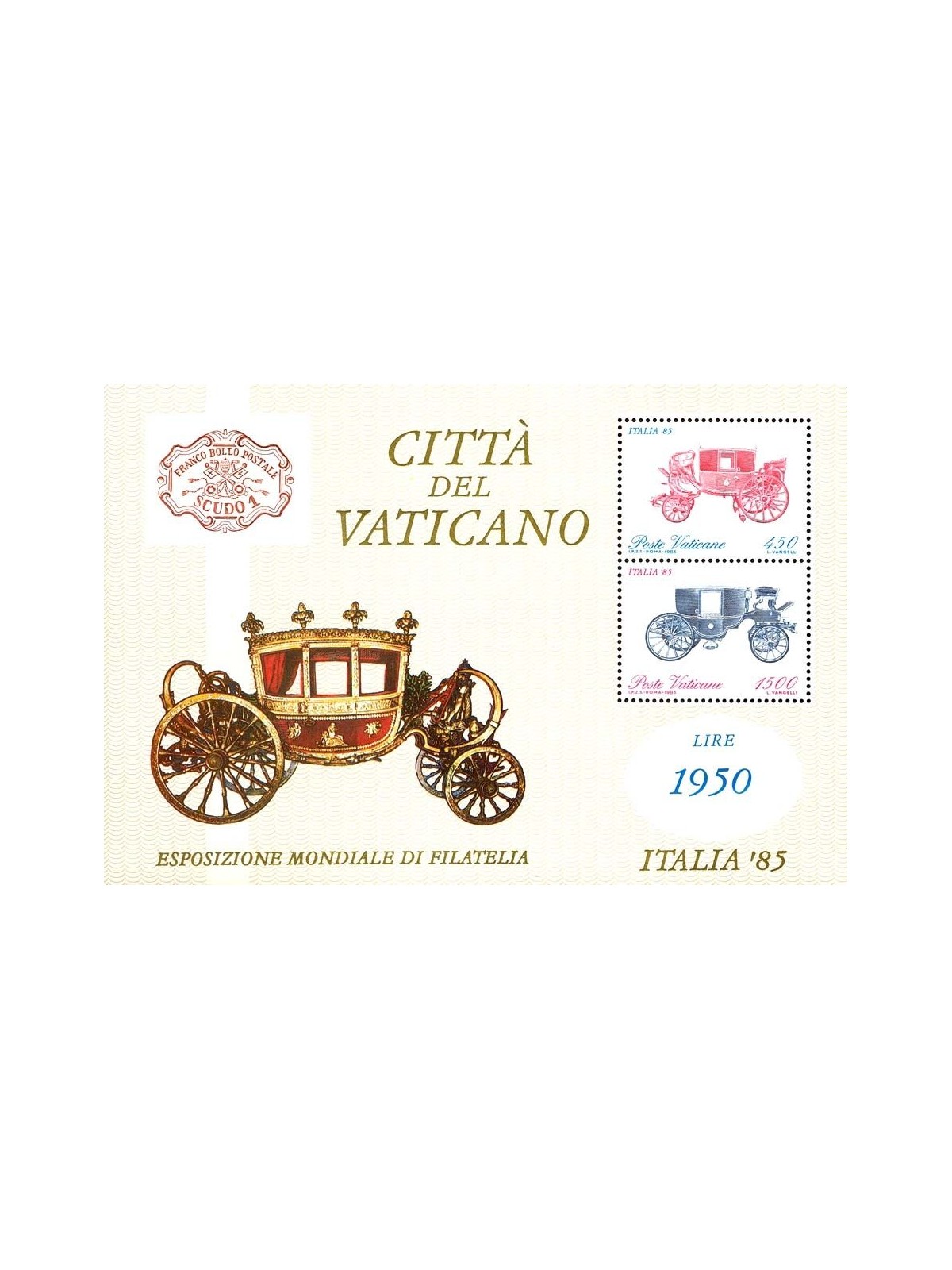 VATICANO 1985 Esposizione filatelica BF MNH**