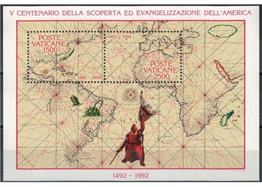 VATICAN 1992 Evangelization and discovery of America s/s MNH**